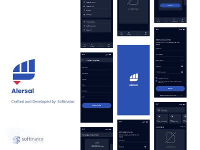 Mobile app interface showcasing AI and ML features by Softinator TechLabs.