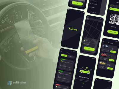 Mobile app screens showcasing AI-driven vehicle control and management features.