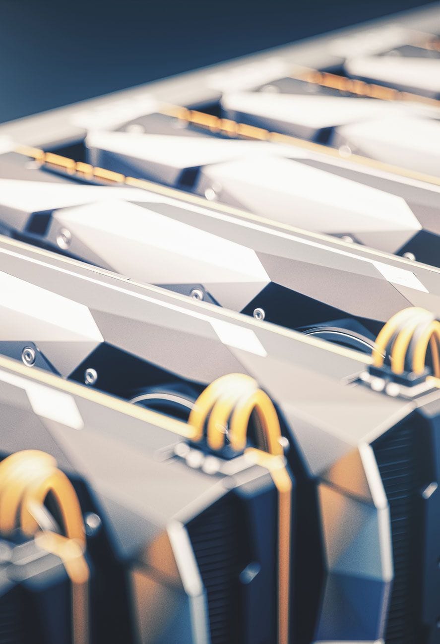 Modern server racks with blockchain technology components for secure data management.