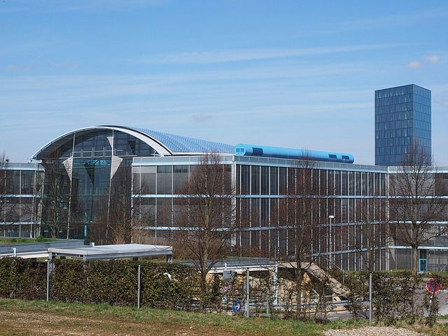 Modern building with integrated smart home automation technology.