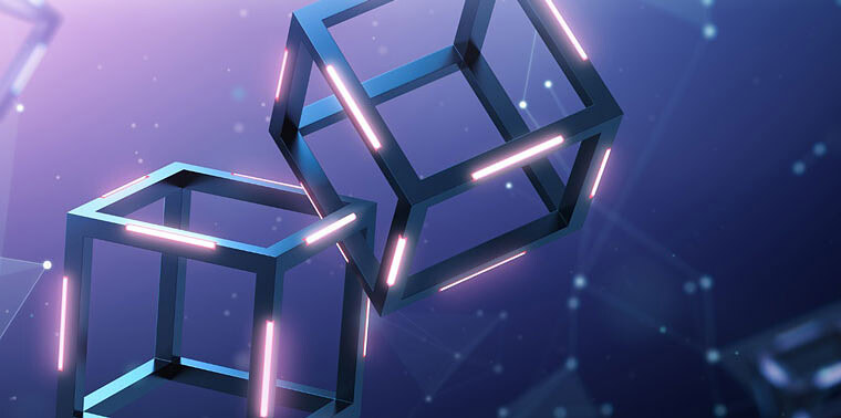 Blockchain cubes representing secure digital transactions and innovative technology.