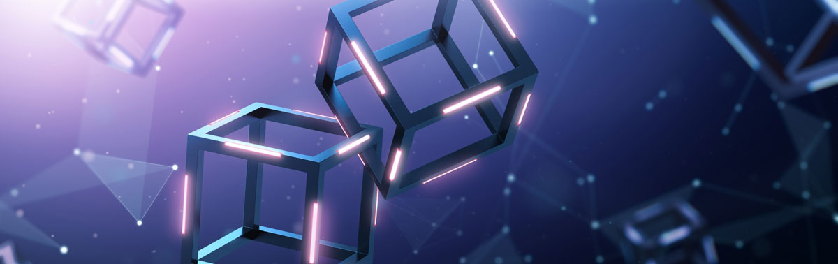 Blockchain cubes representing secure digital transactions and innovative technology.