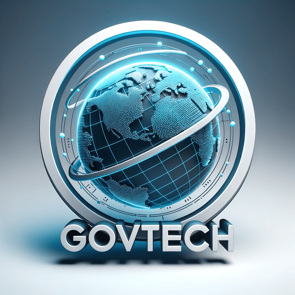 Digital globe with "GovTech" text, representing innovative government technology solutions.