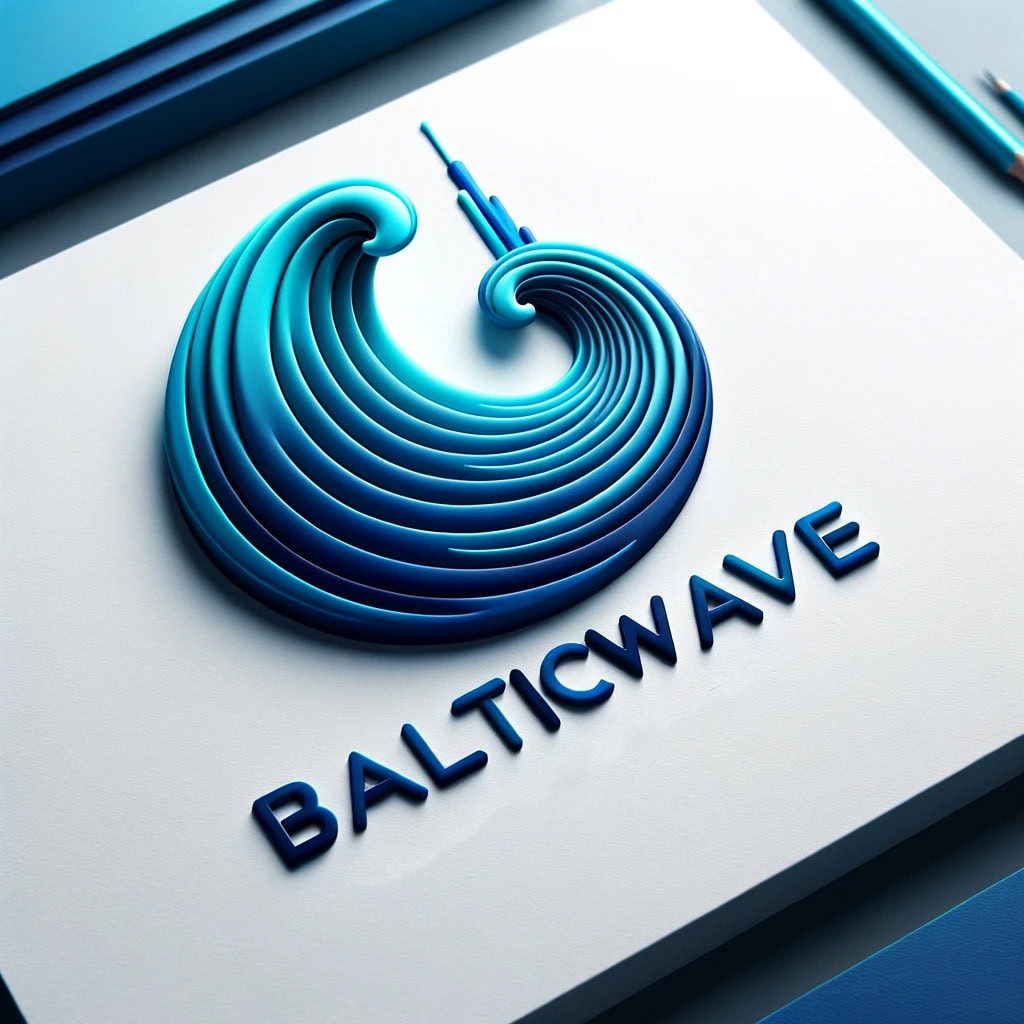 BalticWave Telecommunications logo with wave design and company name.