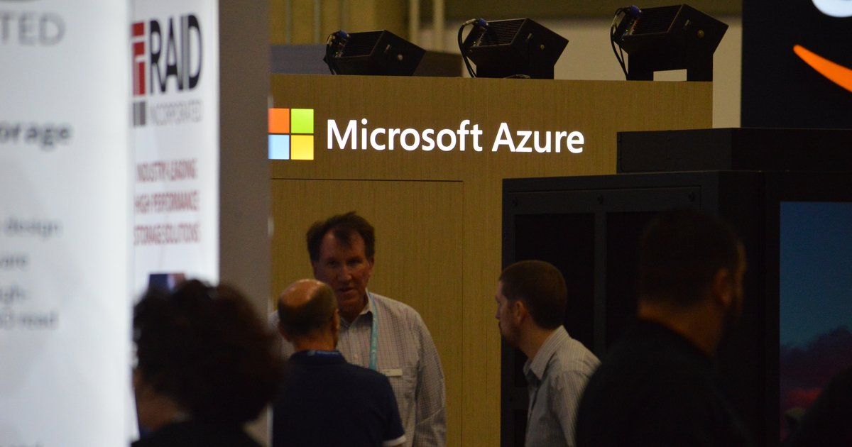 Microsoft Azure booth at Softinator TechLabs showcasing AI and ML solutions.
