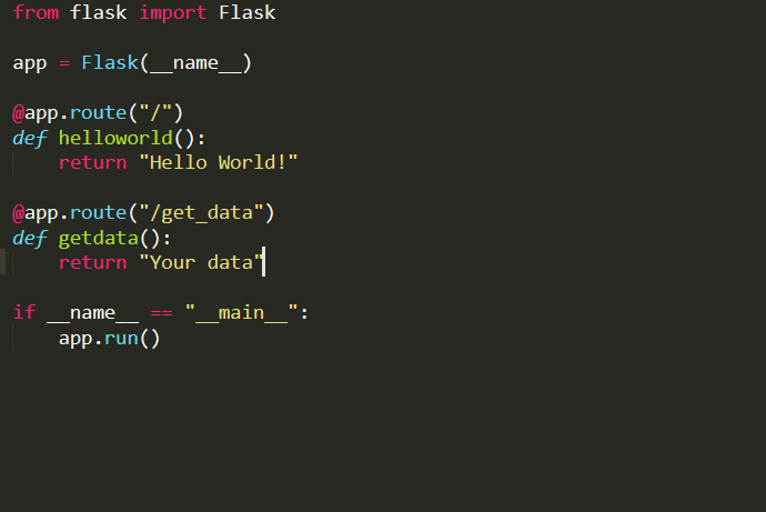 AI Flask application code snippet for data handling and routing.