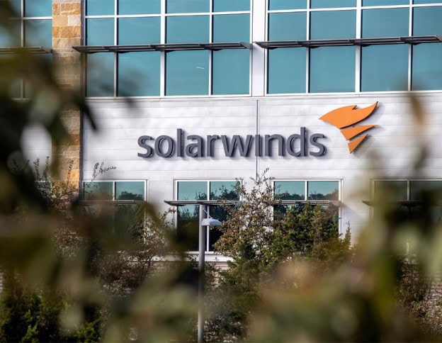 Solarwinds building with company logo for network monitoring solutions.
