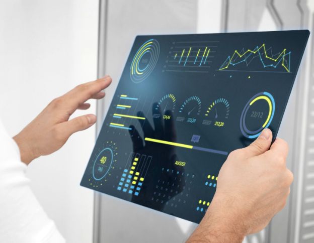 AI testing tools interface with dynamic graphs and metrics.