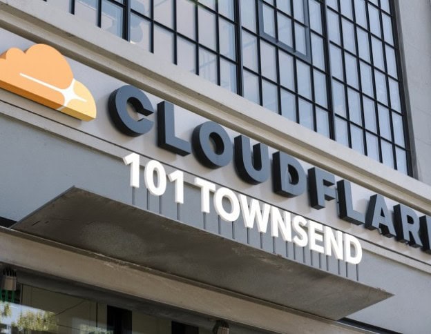 Cloudflare Enterprise office sign at 101 Townsend building.