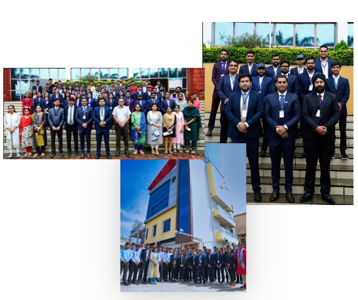 Professional team photo of Softinator TechLabs staff outside the office building.