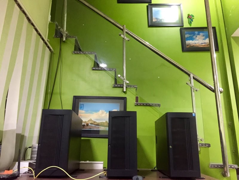 AI and ML development workspace with computers and monitors.