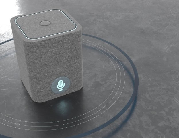 Smart speaker for voice commands and AI interaction.