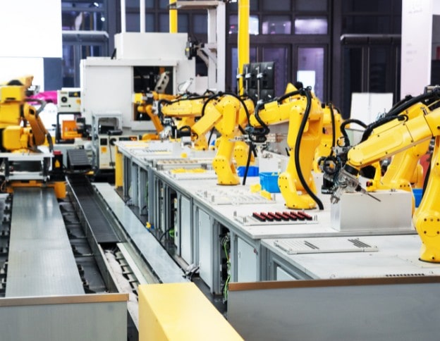Robotic arms automating production processes for efficiency.