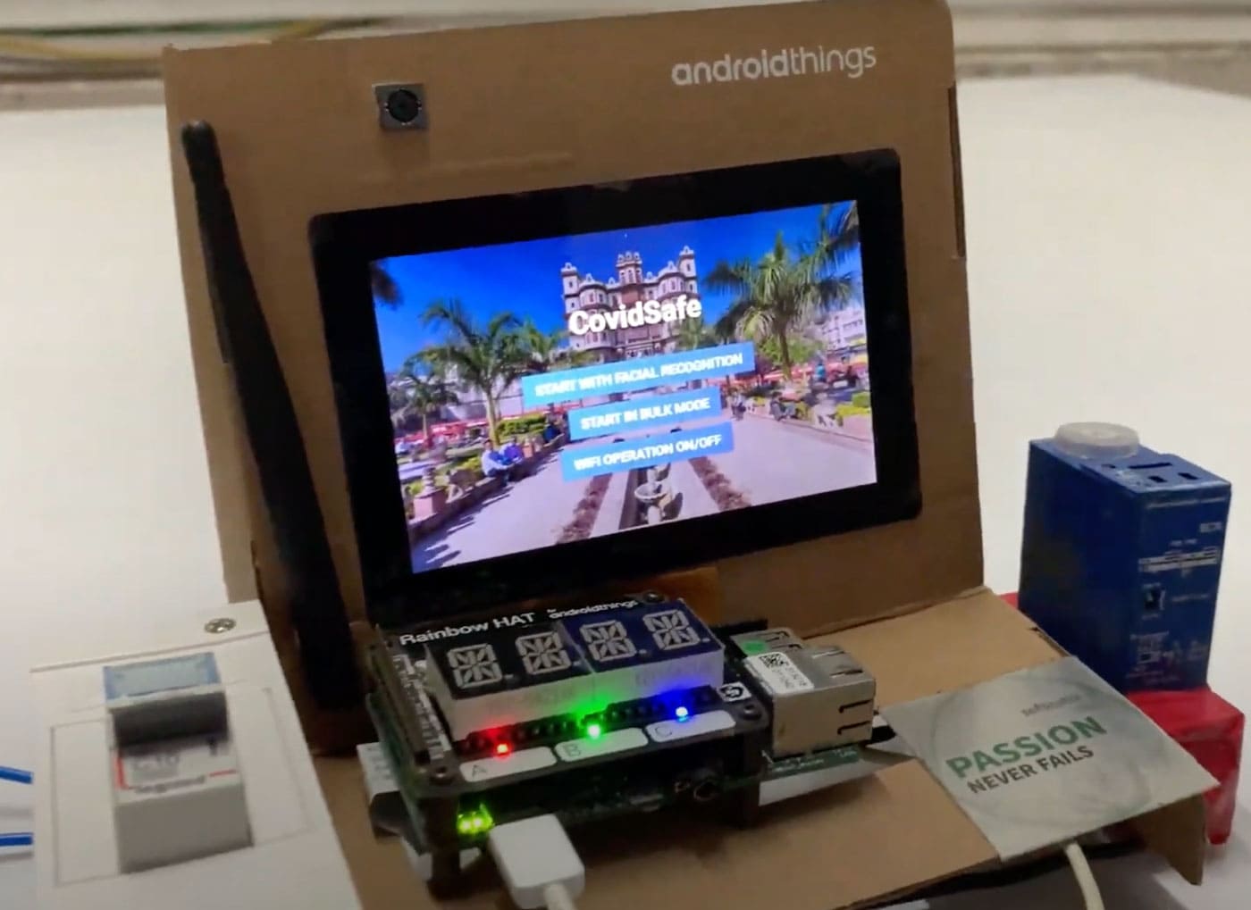 Powered COVID safety kiosk for public health.