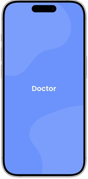 Healthcare app interface on a smartphone screen displaying a "Doctor" login or profile page.