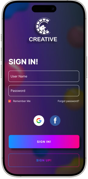 Powered login screen for Ott App by Softinator TechLabs, showcasing innovative AI and ML development.